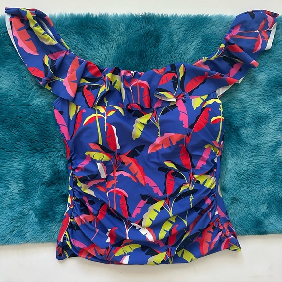 Tommy Hilfiger Vibrant Off-Shoulder Ruffle Tankini Size M - Picture 1 of 13